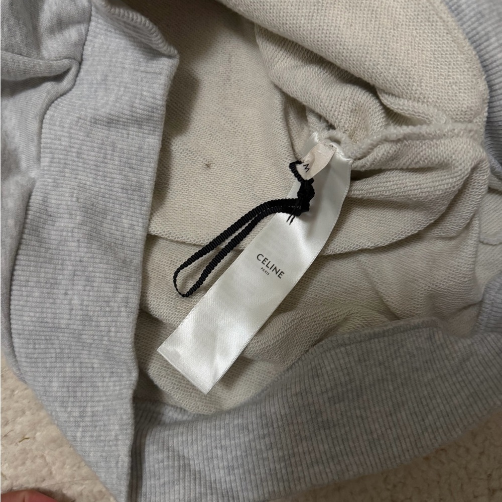 Celine Light Gray Logo Pullover Hoodie - Picture 2 of 4